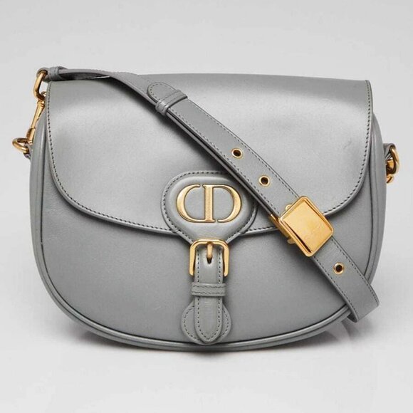 Christian Dior Grey Smooth Calfskin Leather Medium Bobby Crossbody Bag - Picture 1 of 10